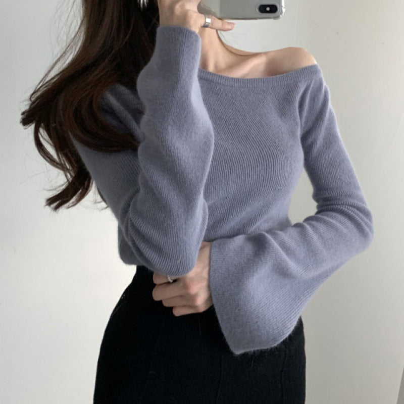 side off-shoulder knit