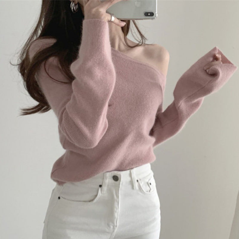 side off-shoulder knit